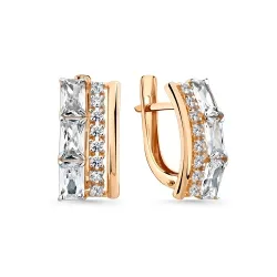 Cercei din aur roșu cu Cubic Zirconia Incolor