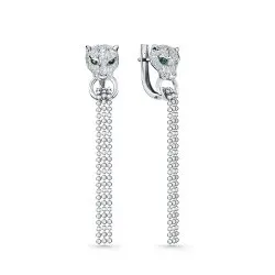 Cercei Suspendați din aur alb cu Cubic Zirconia Incolor, Cubic Zirconia Verde