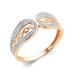 Inel din aur roșu cu pietre Cubic Zirconia Incolor