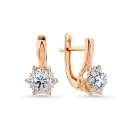 Cercei din aur roșu cu pietre Cubic Zirconia Incolor