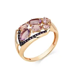 Inel din aur roșu cu Cubic Zirconia Liliachiu, Ametist