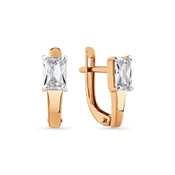 Cercei din aur roșu cu pietre Cubic Zirconia Incolor