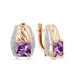Cercei din aur roșu cu Cubic Zirconia Incolor, Alexandrit (sint.)