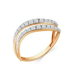 Inel din aur roșu cu Cubic Zirconia Incolor