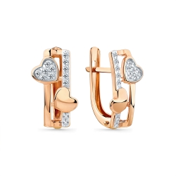 Cercei din aur roșu cu Cubic Zirconia Incolor