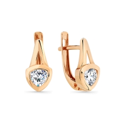 Cercei din aur roșu cu Cubic Zirconia Incolor