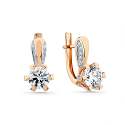 Cercei din aur roșu cu Cubic Zirconia Incolor