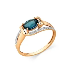 Inel din aur roșu cu Cubic Zirconia Incolor, Topaz London