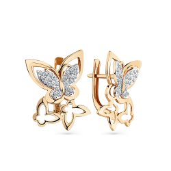 Серьги из красного золота с камнями Фианит