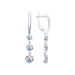 Cercei Suspendați din argint  cu pietre Cubic Zirconia Incolor