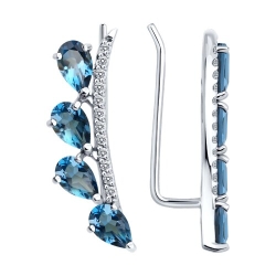 Cercei din aur alb cu Diamant, Topaz London