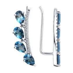Cercei din aur alb cu Diamant, Topaz London