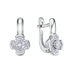 Cercei din aur alb cu pietre Diamant