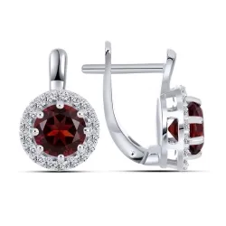 Cercei din argint cu Cubic Zirconia Incolor, Granat