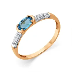 Inel din aur roșu cu Cubic Zirconia Incolor, Topaz Swiss