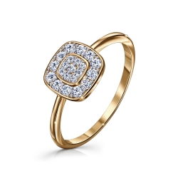 Inel din aur roșu cu pietre Cubic Zirconia Incolor