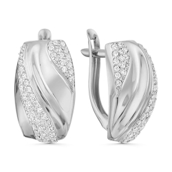 Cercei din aur alb cu pietre Cubic Zirconia Incolor