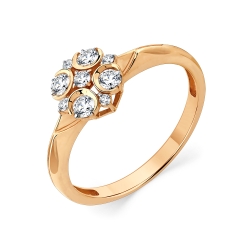 Inel din aur roșu cu pietre Diamant