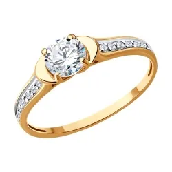 Inel din aur roșu cu Cubic Zirconia Incolor