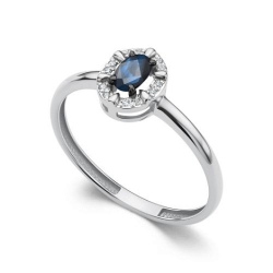 Inel din aur alb cu pietre Diamant, Safir