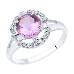 Inel din argint  cu pietre Cubic Zirconia Incolor, Ametist