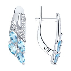 Cercei din argint  cu pietre Cubic Zirconia Incolor, Topaz albastru