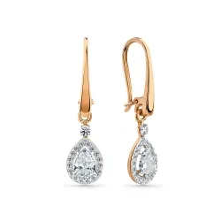 Cercei Suspendați din aur roșu cu Cubic Zirconia Incolor