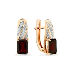 Cercei din aur roșu cu Cubic Zirconia Incolor, Granat