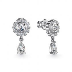 Cercei Pusete din argint  cu pietre Cubic Zirconia Incolor