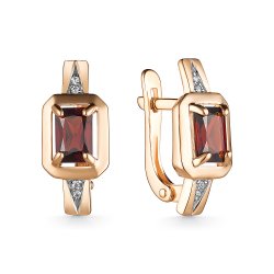 Cercei din aur roșu cu pietre Cubic Zirconia Incolor, Granat
