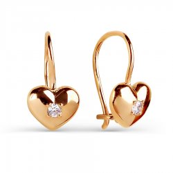 Cercei p-u copii din aur roșu cu pietre Cubic Zirconia Incolor