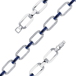 Brățară din aur alb cu pietre Diamant, Safir