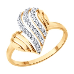 Inel din aur roșu cu pietre Cubic Zirconia Incolor