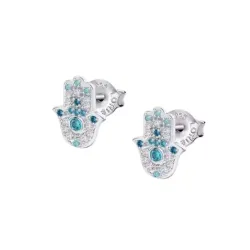 Cercei Pusete din argint cu Cubic Zirconia Incolor, Cubic Zirconia Albastru
