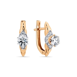 Cercei din aur roșu cu Cubic Zirconia Incolor
