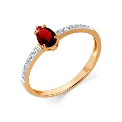 Inel din aur roșu cu Cubic Zirconia Incolor, Granat