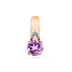 Pandantiv din aur roșu cu pietre Cubic Zirconia Incolor, Ametist
