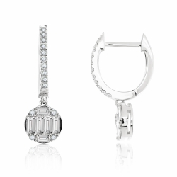 Cercei Suspendați din aur alb cu pietre Diamant