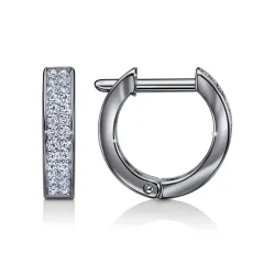 Cercei Creole din aur alb cu Cubic Zirconia Incolor