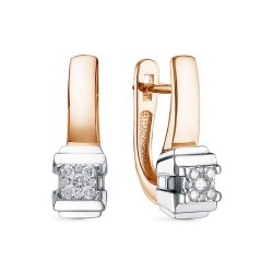 Серьги из красного золота с камнями Бриллиант