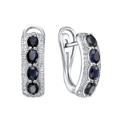 Cercei din aur alb cu pietre Diamant, Safir