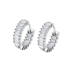 Cercei Creole din argint  cu pietre Cubic Zirconia Incolor