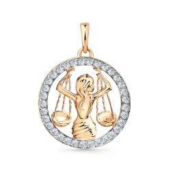 Pandantiv din aur roșu cu pietre Cubic Zirconia Incolor