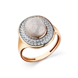 Inel din aur roșu cu pietre Cubic Zirconia Incolor, Emailare