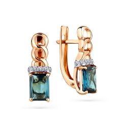 Cercei din aur roșu cu pietre Cubic Zirconia Incolor, Topaz London