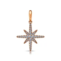 Pandantiv din aur roșu cu Cubic Zirconia Incolor