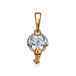 Pandantiv din aur roșu cu Cubic Zirconia Incolor