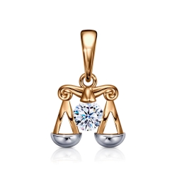 Pandantiv din aur roșu cu Cubic Zirconia Incolor