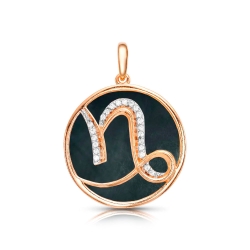 Pandantiv din aur roșu cu Cubic Zirconia Incolor, Agat negru