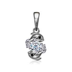 Pandantiv din aur alb cu Cubic Zirconia Incolor, Cubic Zirconia Negru